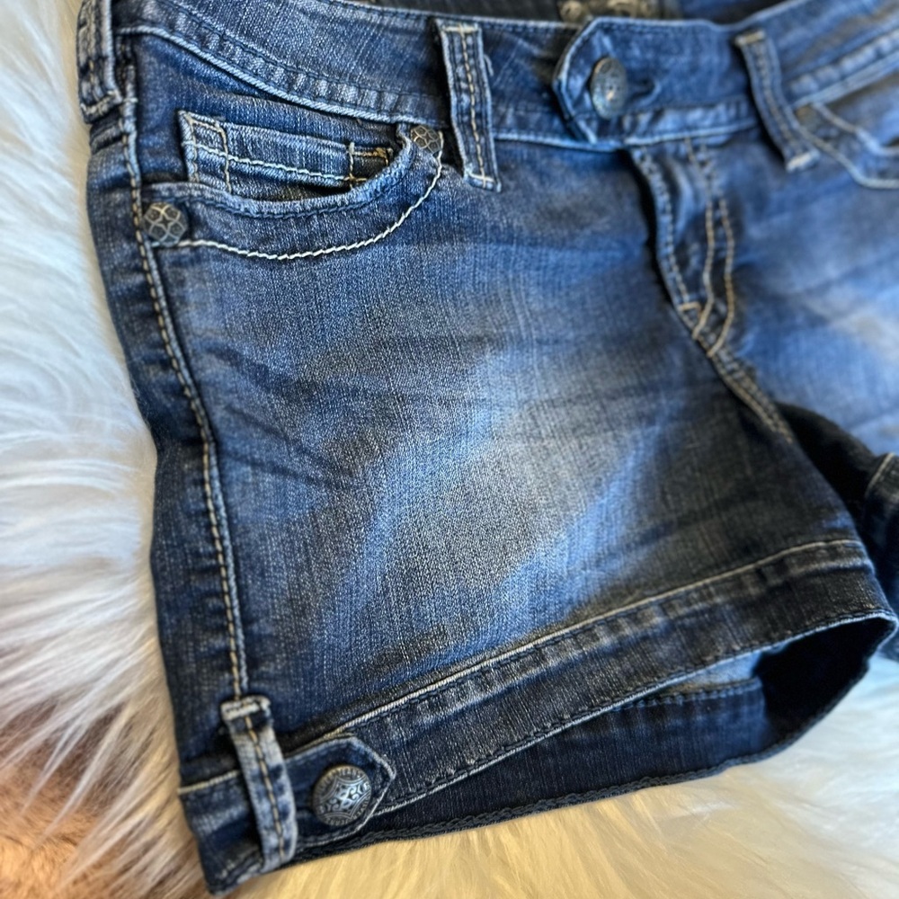 Silver jeans MARTI Y2K low rise denim stretch Shorts size 30 - Picture 3 of 8